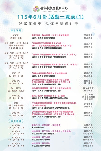 115年6月份活動一覽表